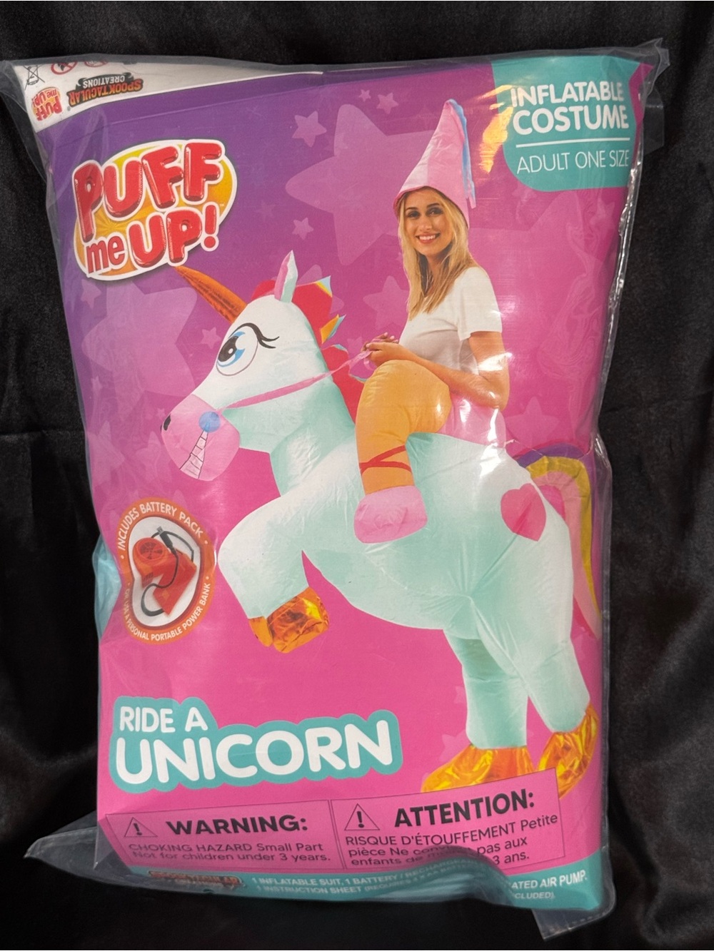 Puff Me Up Ride a Unicorn Inflatable Adult Halloween Costume